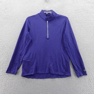 IBKÜL Womens Long‎ Sleeve Athletic 1/4 Zip Top M Blue Women Nylon Spandex